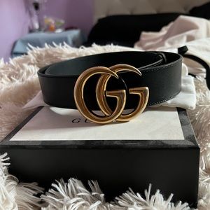 Authentic Gucci GG Wide Leather Belt